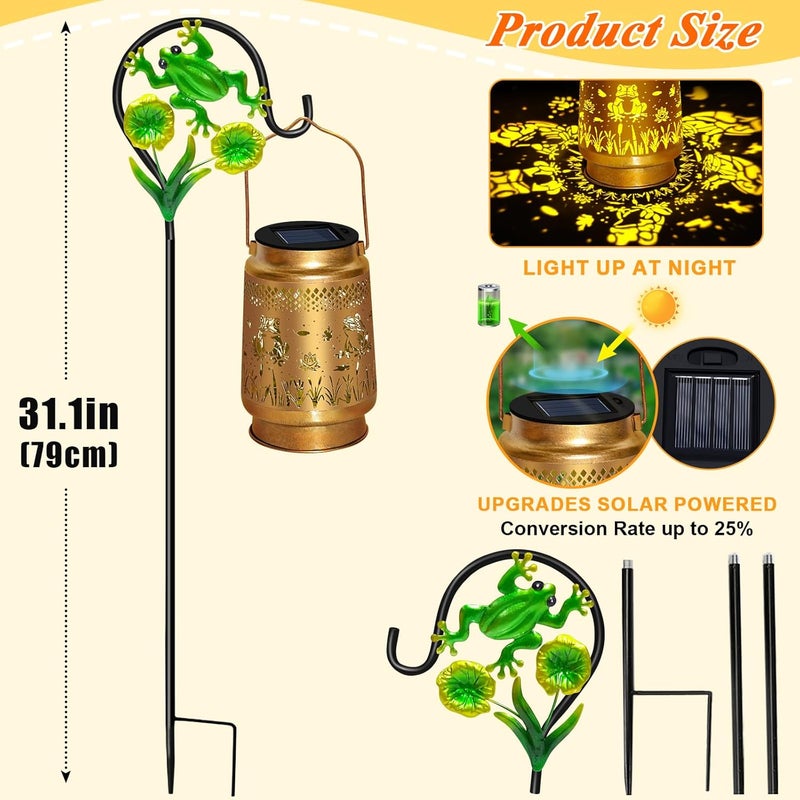 EDOF Frog Solar Lanterns Outdoor Waterproof with Shepherd Hook,Christmas Decorations Birthday Gift for Women Mom Grandma,Hanging Solar Lights,Cute Frog Decor for Outside Yard,Patio,Lawn,Garden Accessories - Image 4